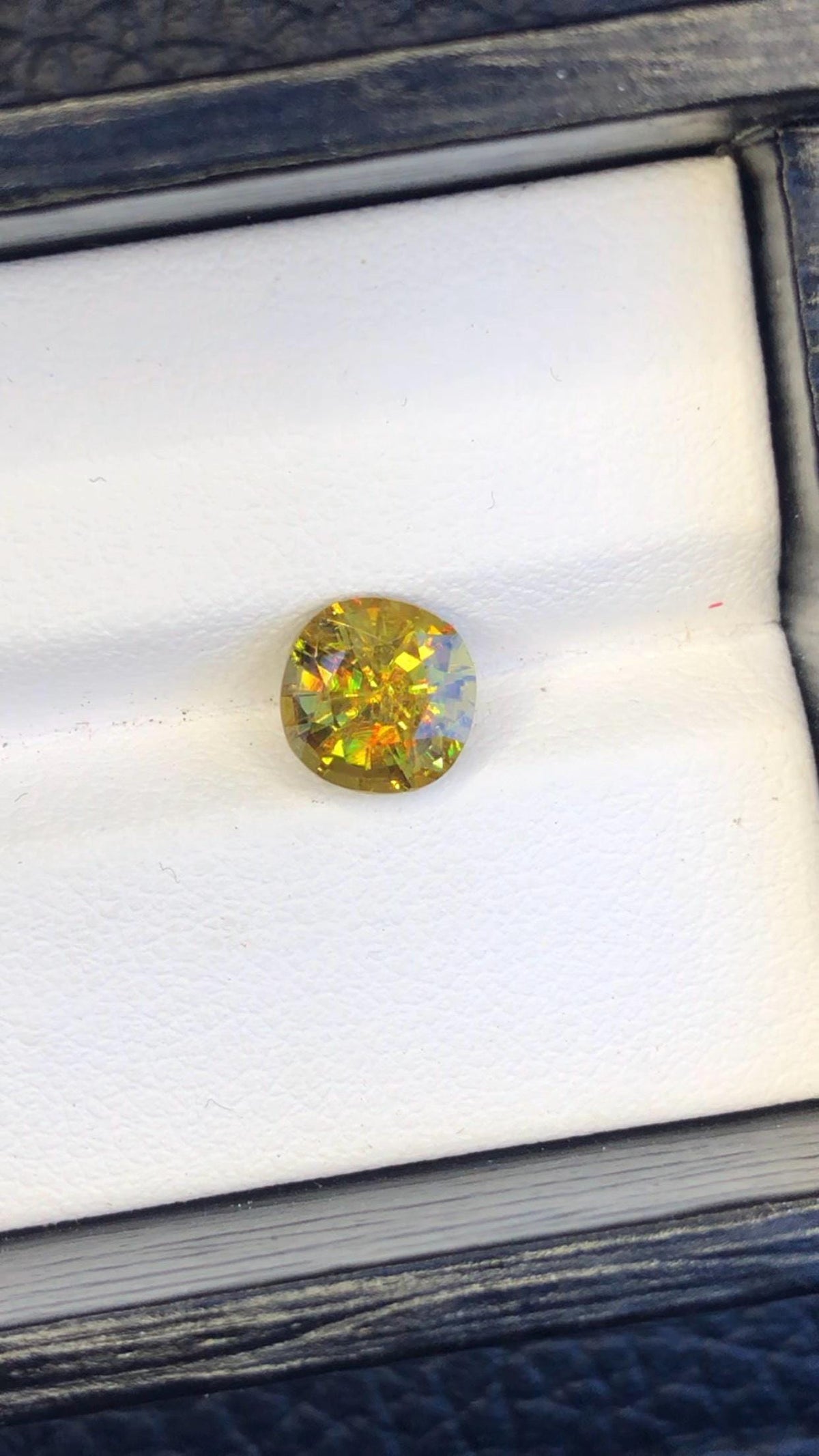 Natural Fire Sphene Gemstone: Round Faceted Titanite, 1.95 CT