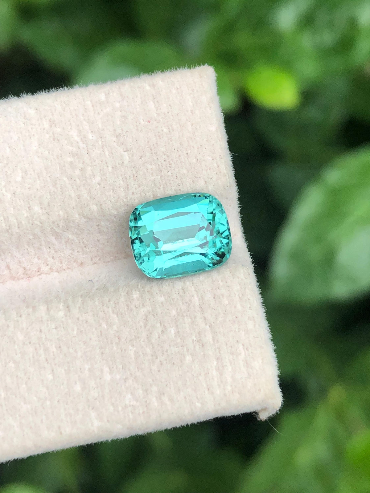 3.30 Carat Lagoon Tourmaline Gemstone: Afghan Cushion Cut Elbaite