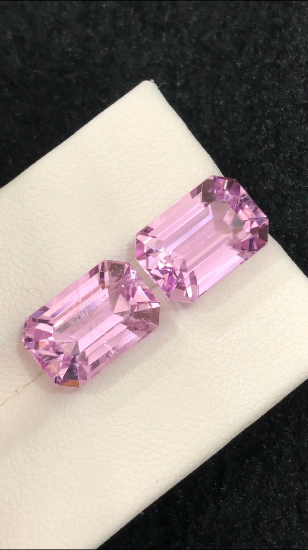 Pink Kunzite Emerald Cut Pair – 14.40 Carats from Afghanistan