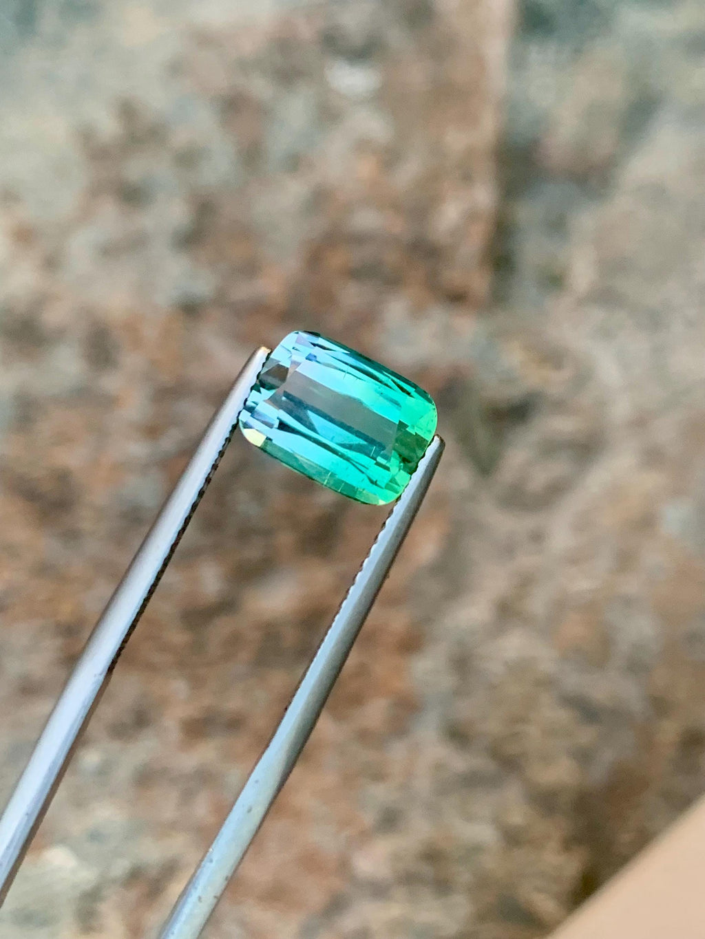 Natural Bluish Green Tourmaline Gemstone: Cushion Cut, 4.70 CT