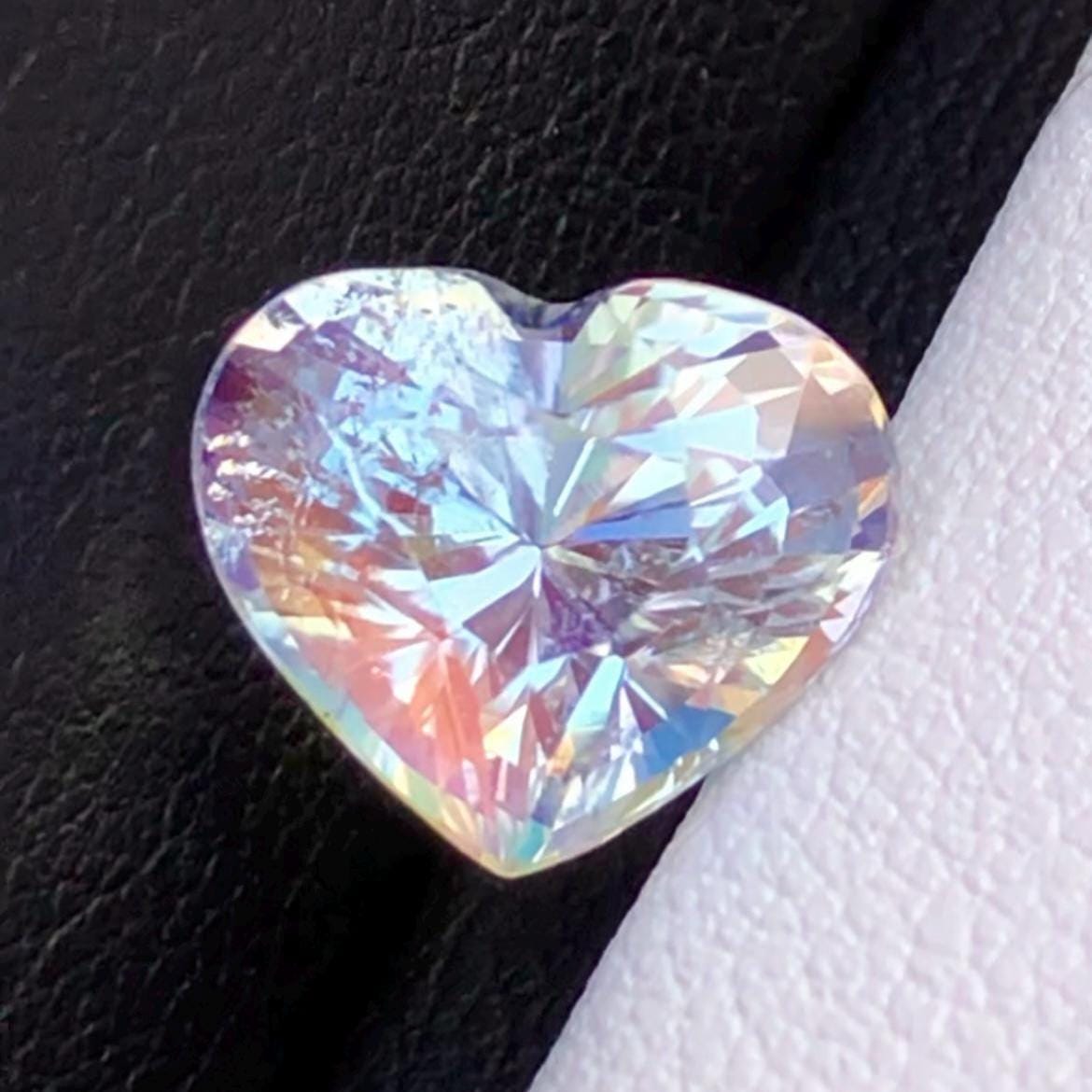 Rainbow Moonstone 3.65 Carat Heart Cut 10x8mm Gemstone from Madagascar