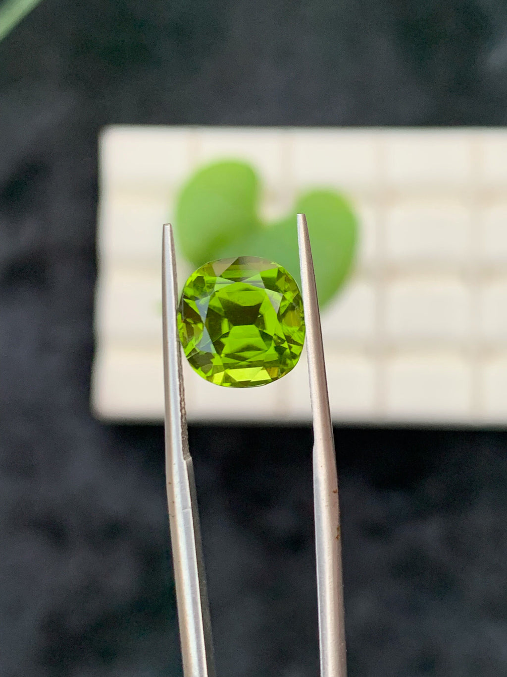 Lime Green Peridot Gemstone: 5 CT Cushion Cut, August Birthstone