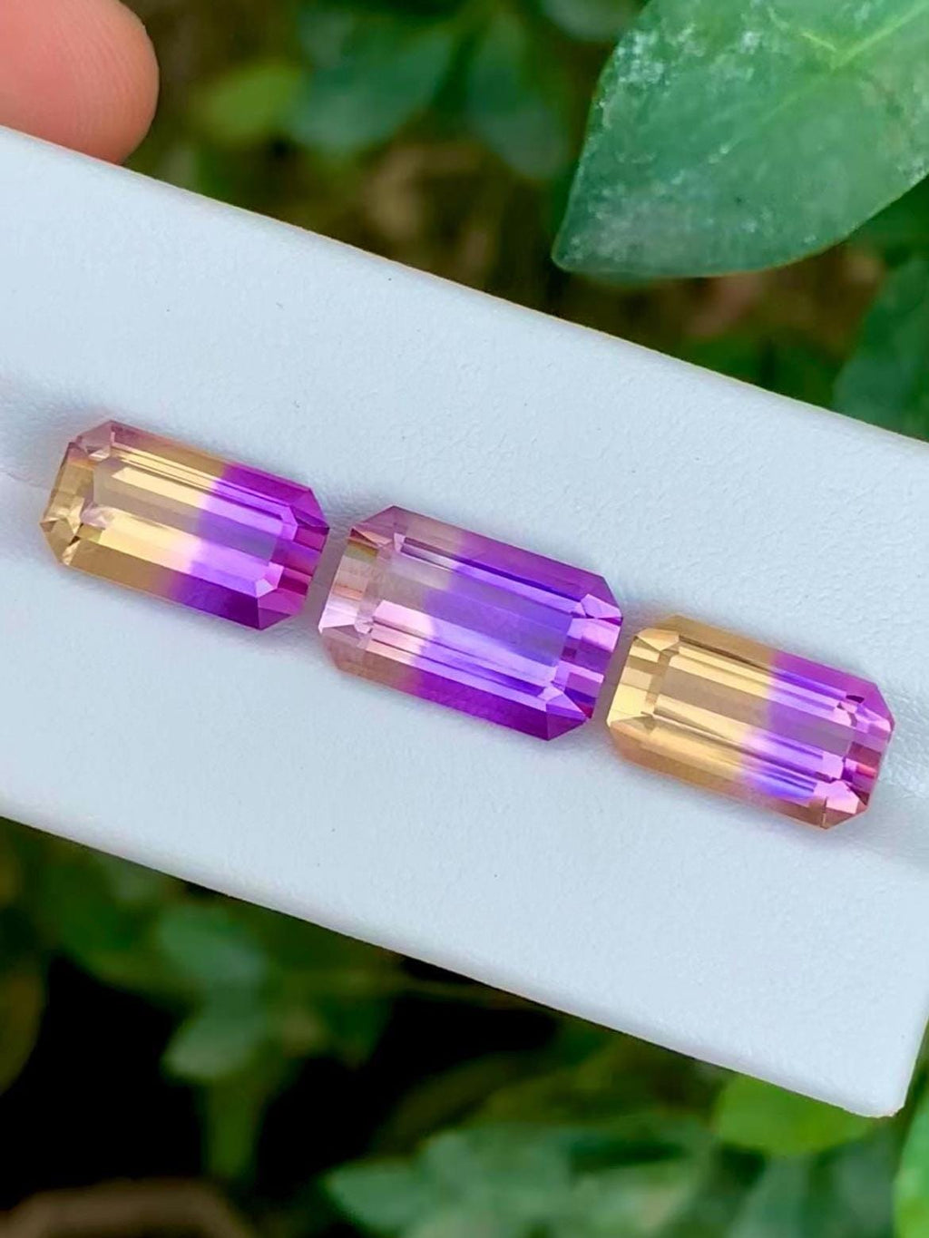 Ametrine 16.55ct Set • Matched Pair & Center Stone • Emerald Octagonal Cut Brazil