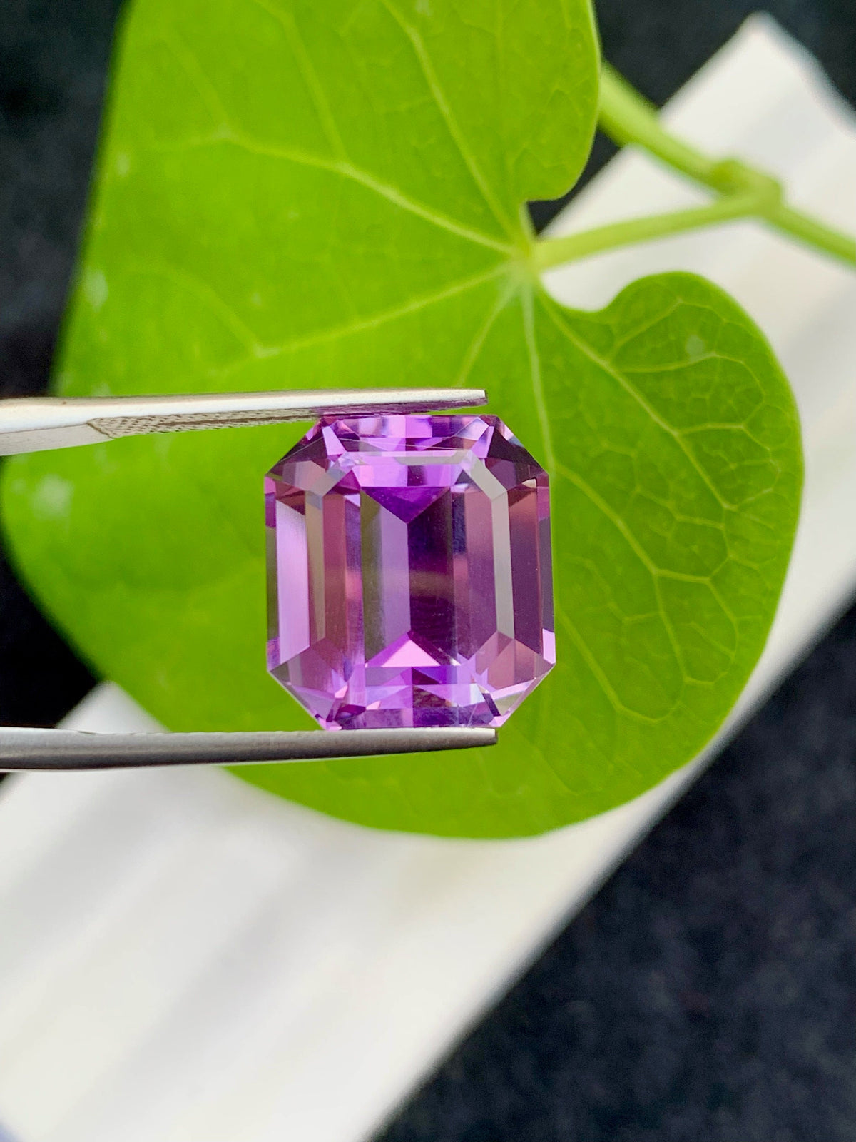 Emerald Cut Pink Purple Amethyst Gemstone, VVS Clarity, 11.75 CT