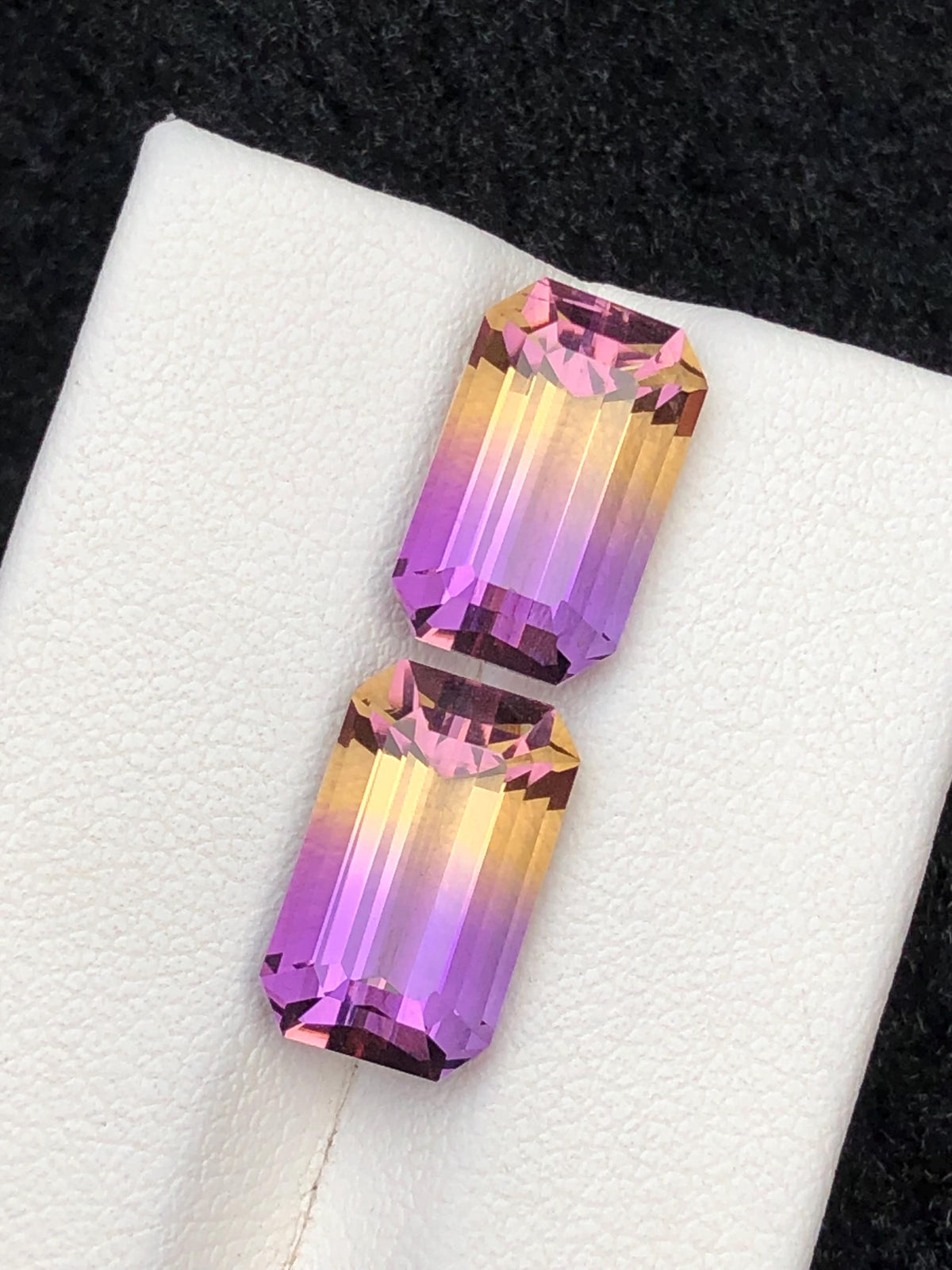 Ametrine 9.55ct • Emerald Cut Bi Color Pair • Brazil