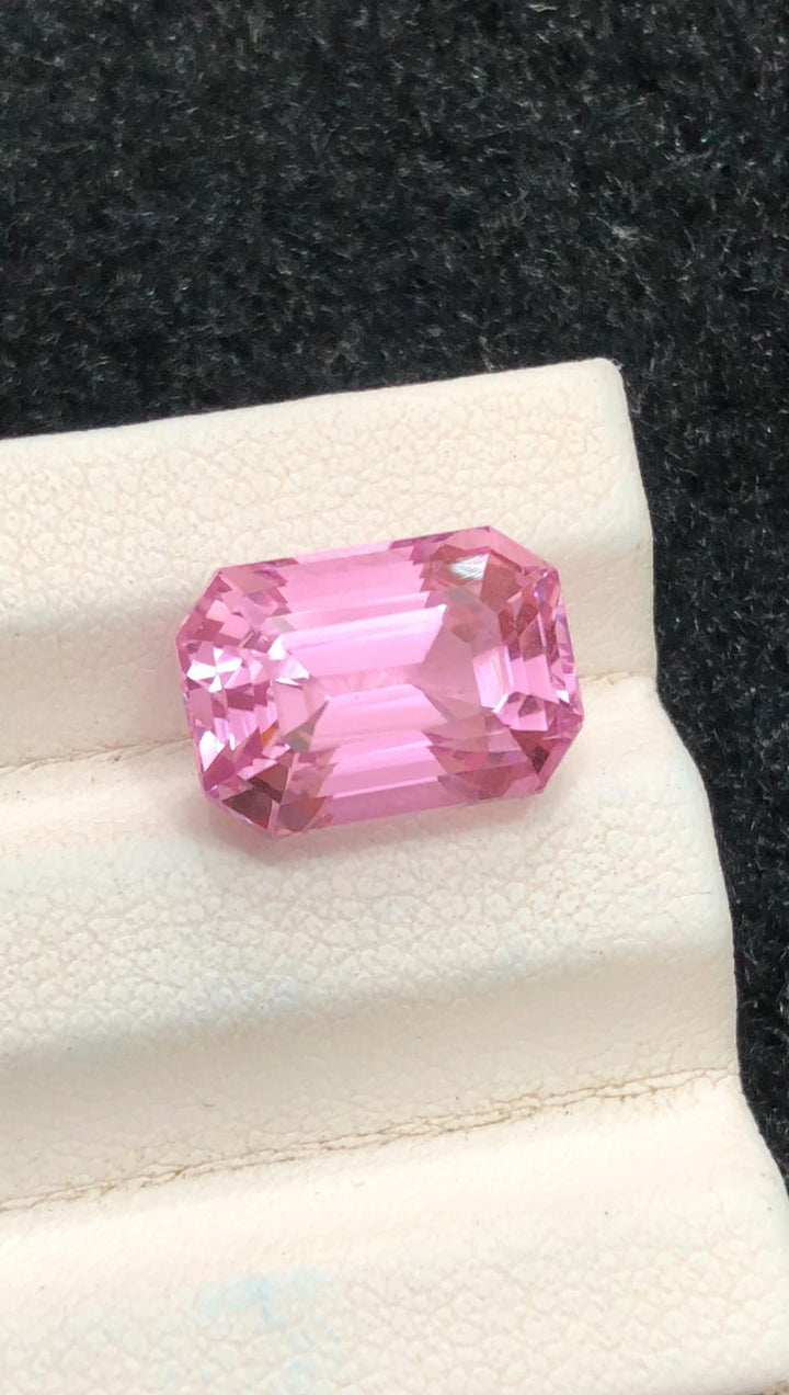 Pink Kunzite 7.55ct Emerald Cut Gemstone from Afghanistan – Elegant Pink Collector’s Gem