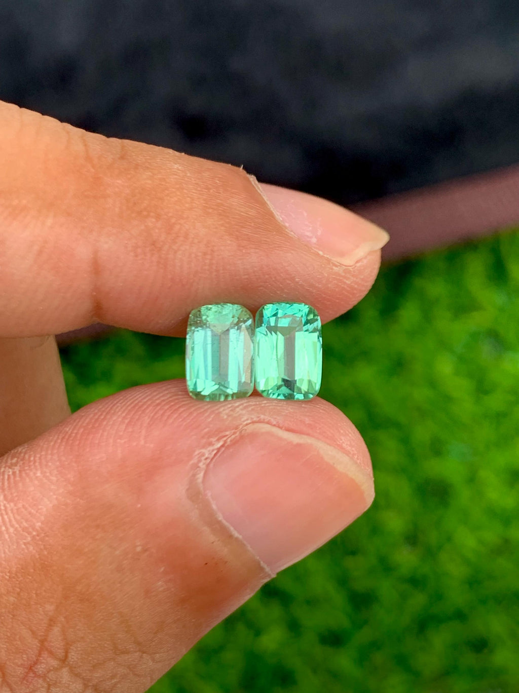 Lagoon Tourmaline 2.45ct Cushion Cut Pair from Afghanistan