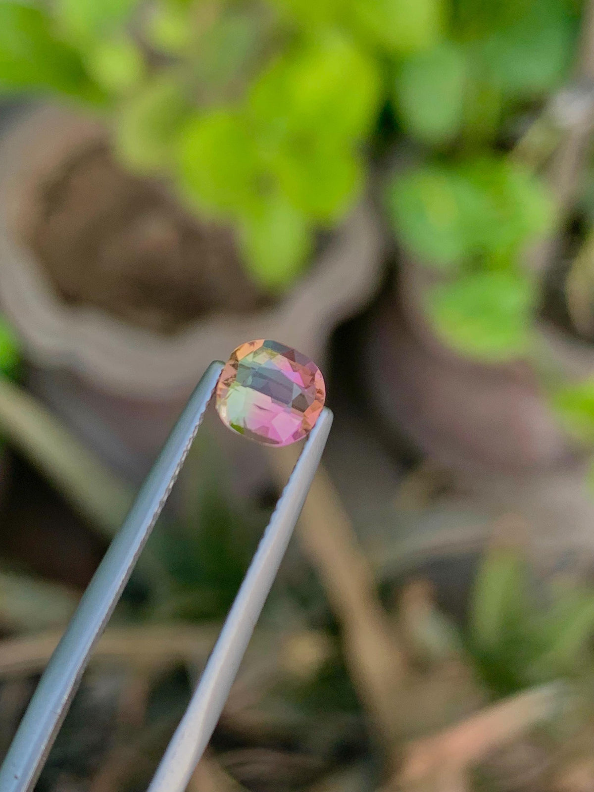 1.10 CT Bi-Color Tourmaline Gemstone: Oval Faceted Pink/Green
