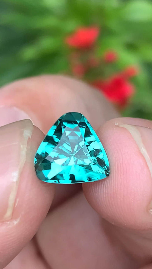3.10 Carat Natural Lagoon Tourmaline – trillion Cut, Vivid Blue-Green, Eye-Clean, Afghanistan Origin