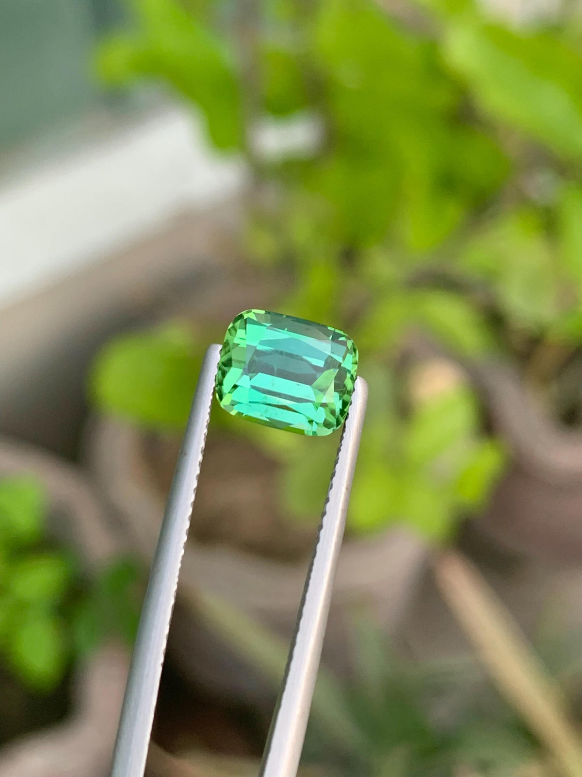 Natural Bluish Green Tourmaline Gemstone: Cushion Cut, 3.40 CT