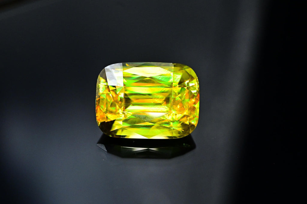 Natural Green Sphene Gemstone: Cushion Cut, 11.80 CT Loose Stone