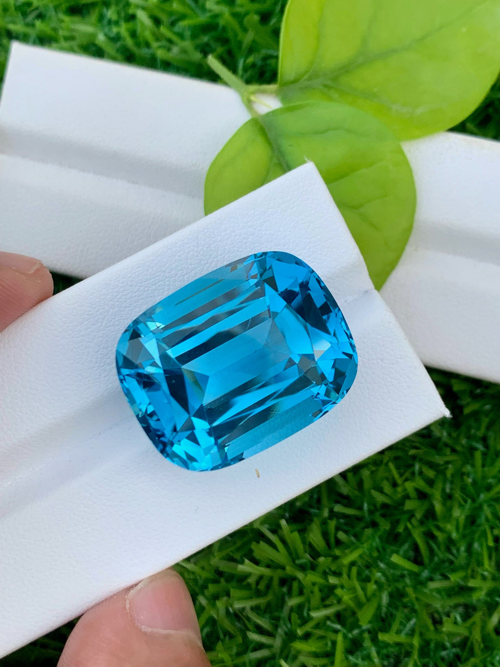Electric Blue Topaz Gemstone: 76 CT Cushion Cut Swiss Topaz
