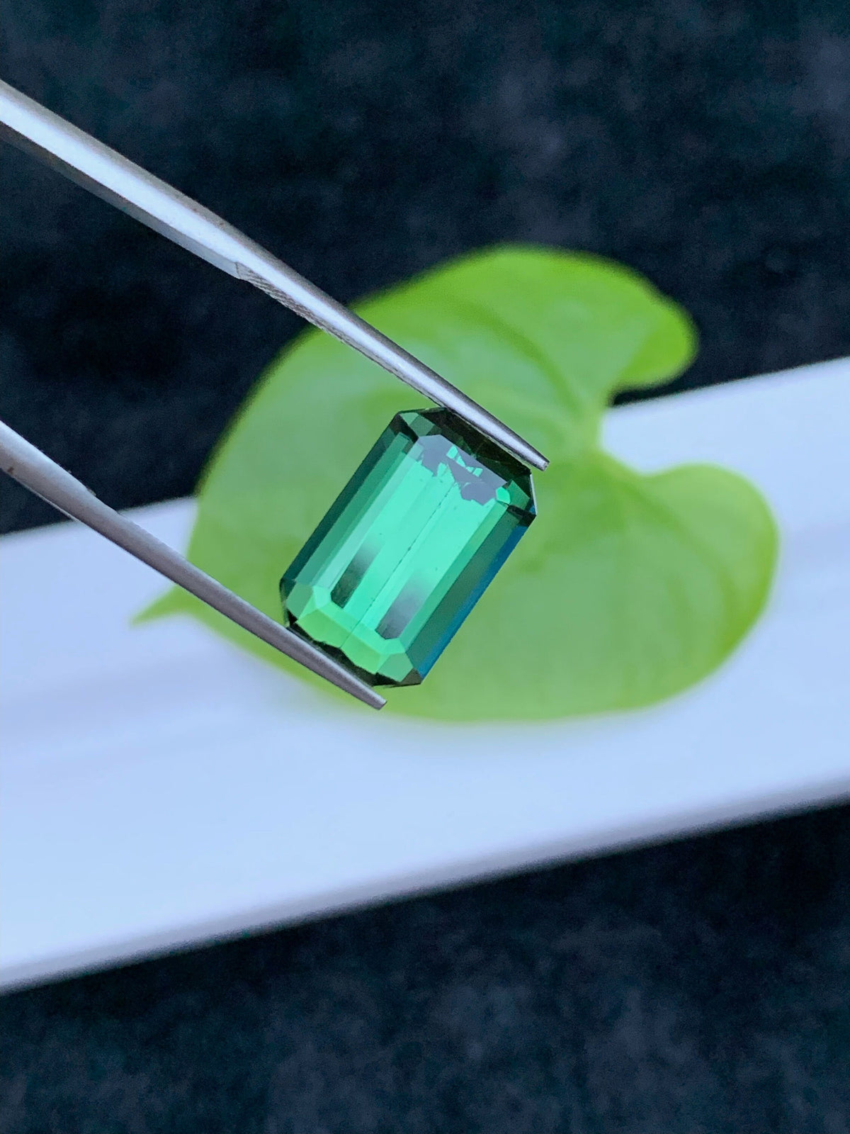 Emerald Cut Bluish Green Tourmaline Gemstone: Natural Elbaite Stone, 5.90 CT
