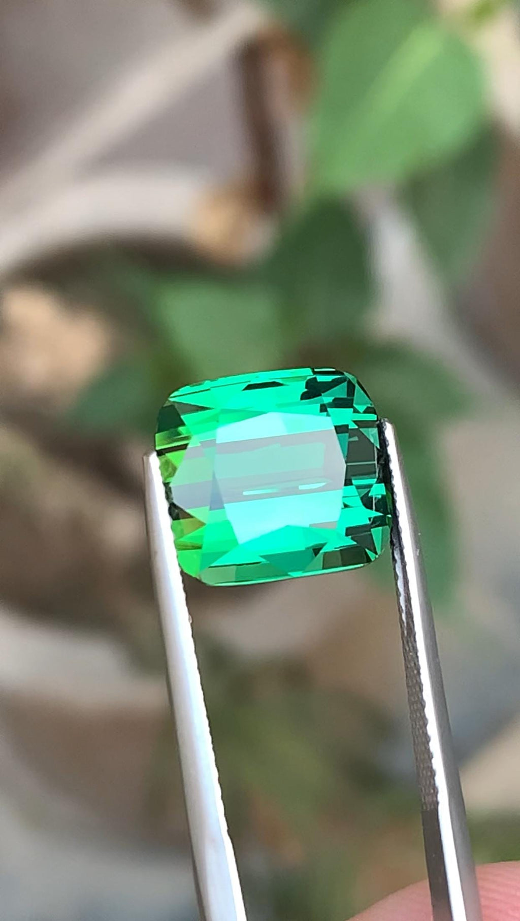 9.70 CT Bluish Green Tourmaline Gemstone: Cushion Cut, Afghanistan Origin