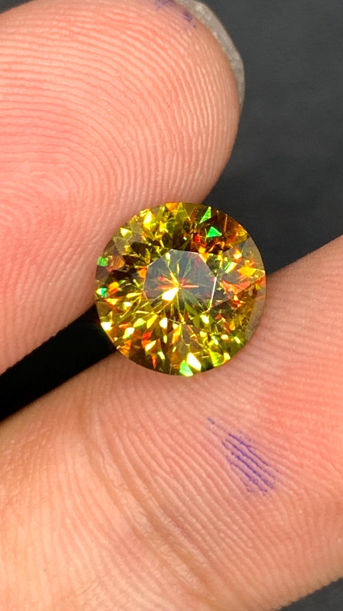 Faceted Sphene Gemstone 3.05 CT: Round Cut Titanite, Himalayan Origin
