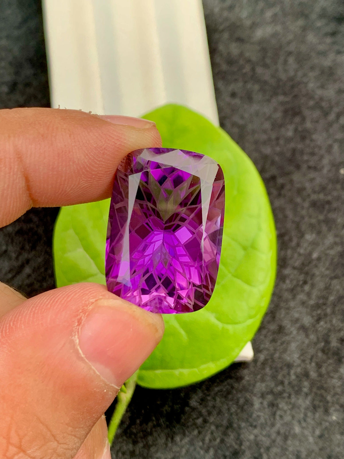 Precision Flower Cut Amethyst Loose Gemstone Big Size - 31.25 Carats