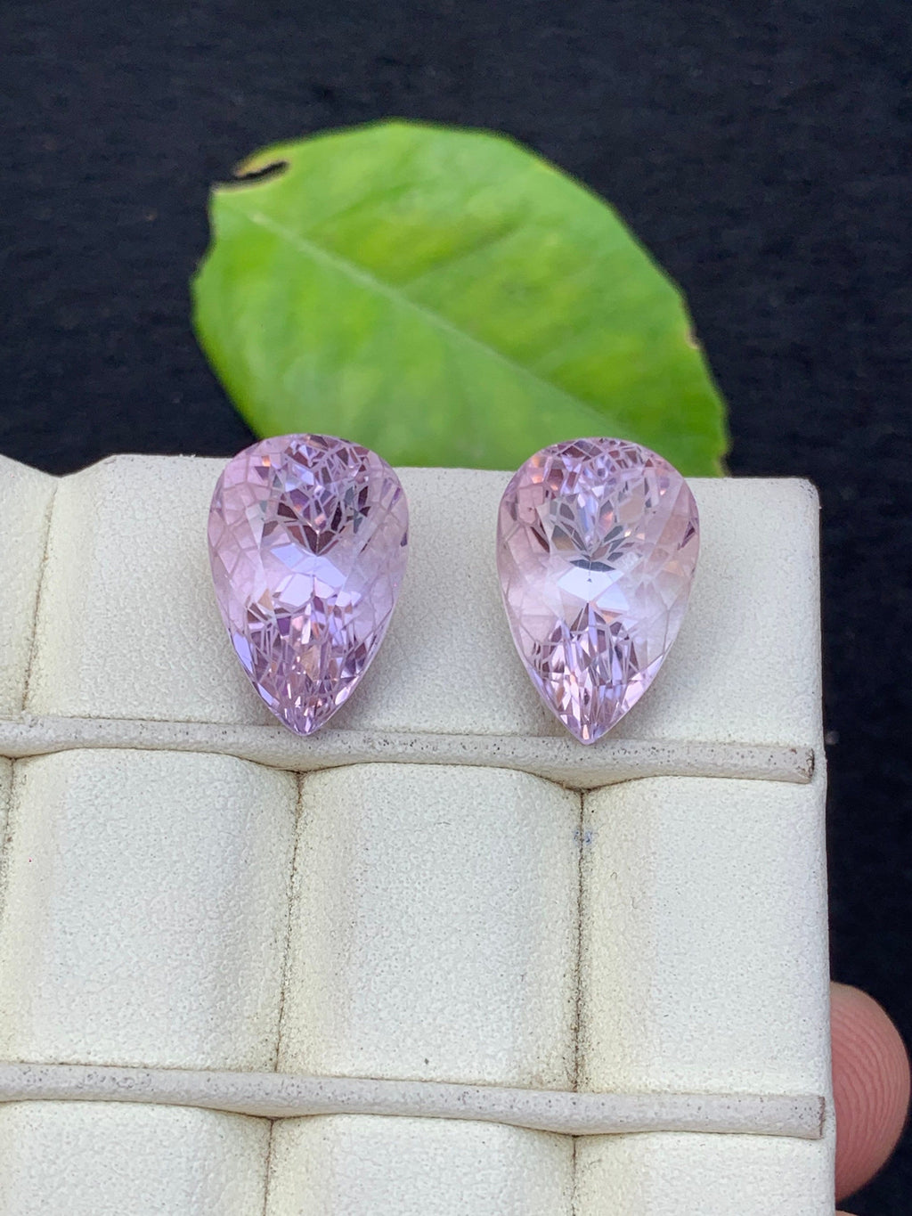 Lavender Pink Amethyst Gemstone Pair: Pear Cut Stone, 19.80 CT