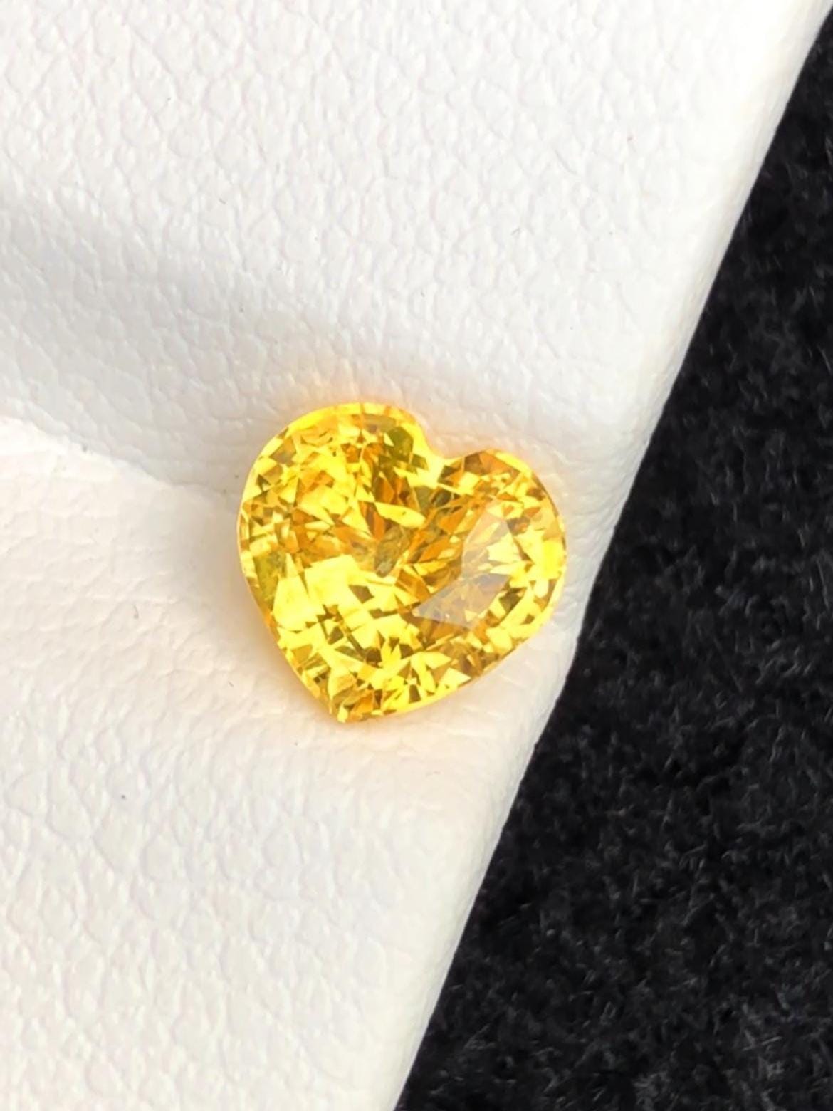 Canary Yellow Sapphire 1.58ct Heart Cut Madagascar Certified