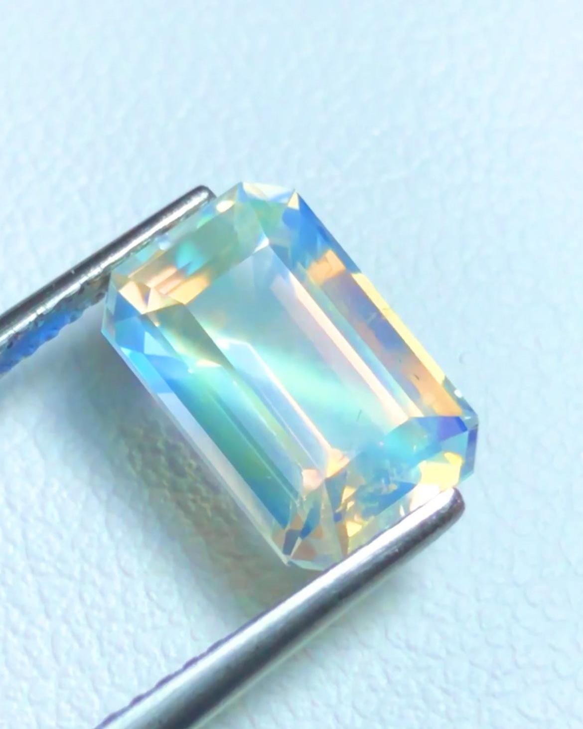 Rainbow Moonstone 3.29ct Emerald Cut Loose Gemstone – Madagascar