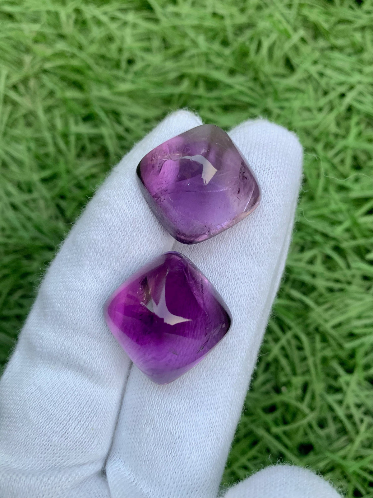 Deep Purple Amethyst Sugarloaf Cabochon Pair: 84.20 Carat Gemstone