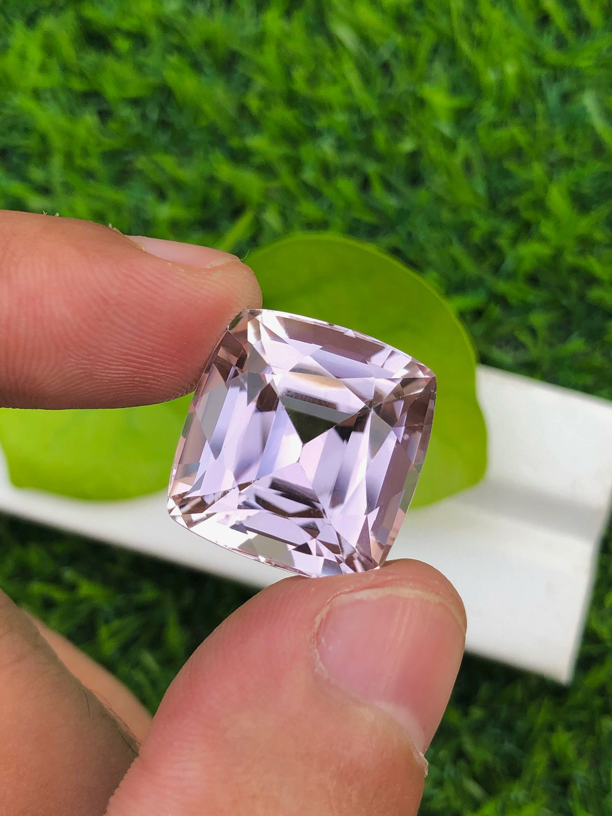 Reddish Pink Kunzite Gemstone: 31.40 CT Faceted Cushion Cut