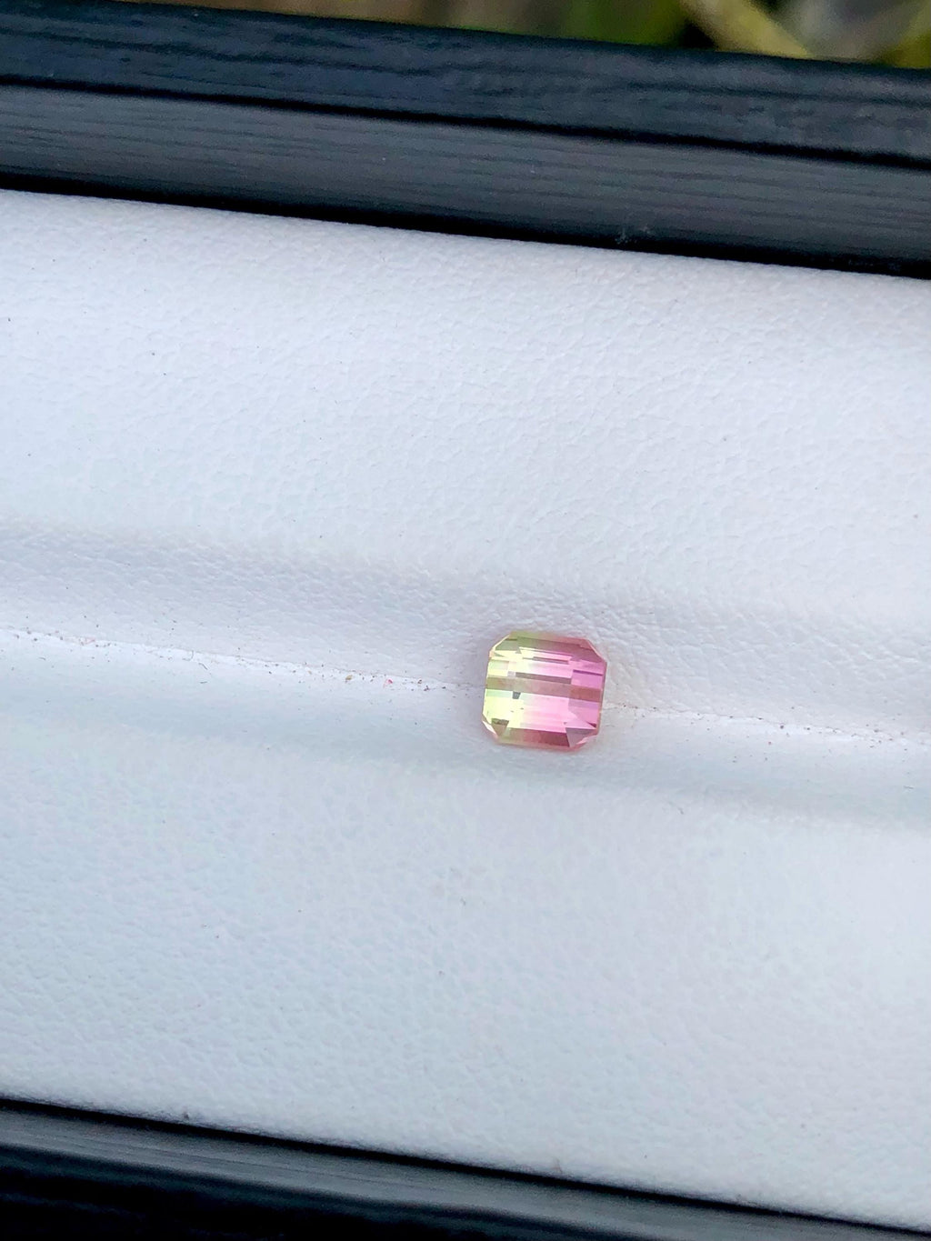 Emerald Cut Bi-Color Tourmaline Gemstone: Peach Pink/Blizzard Blue, 0.65 CT