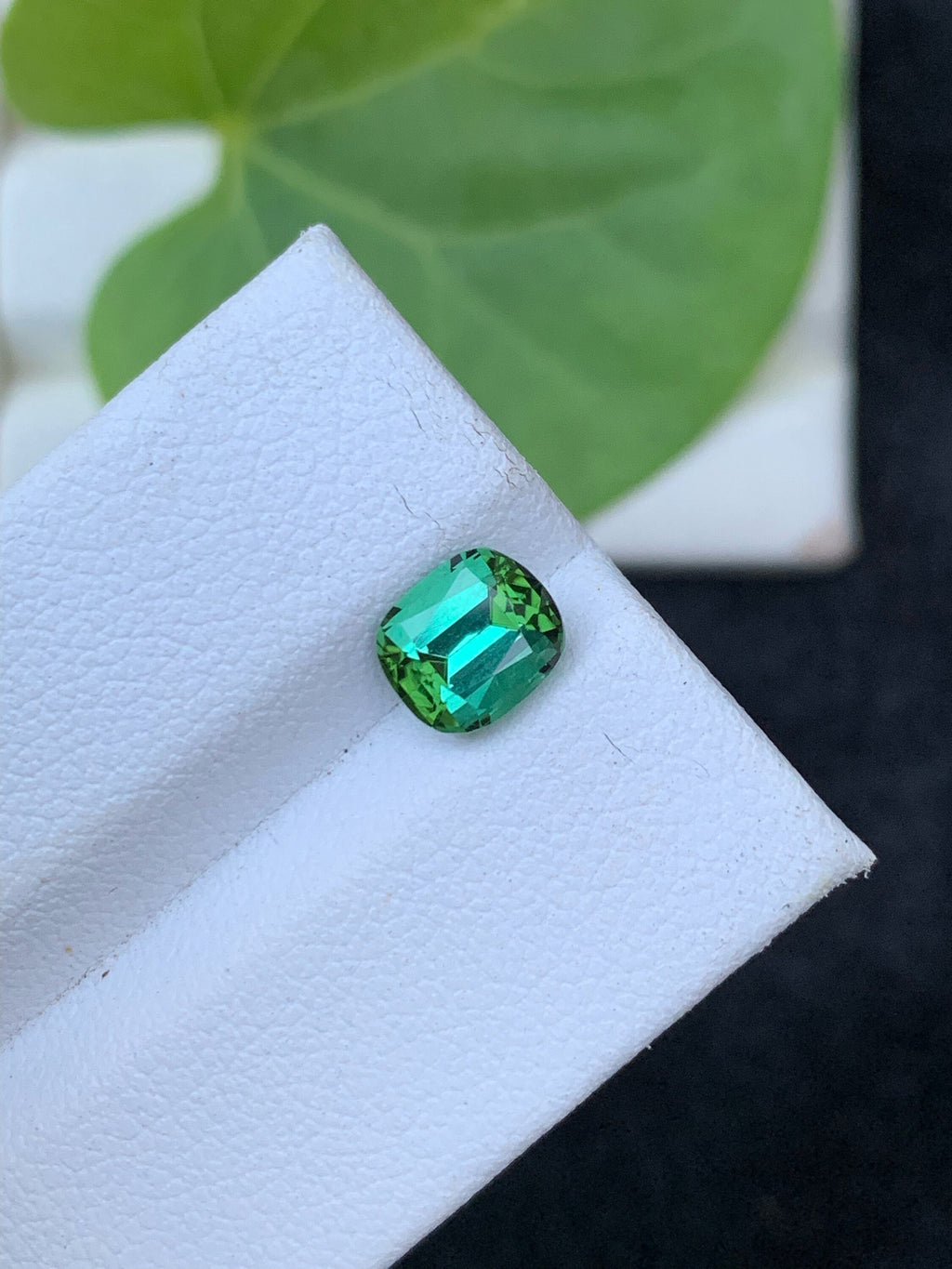 1.40 CT Bluish Green Tourmaline Gemstone: Long Cushion Cut