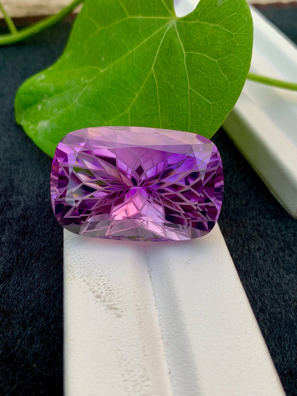 Precision Flower Cut Amethyst Loose Gemstone Big Size - 84.40 Carats