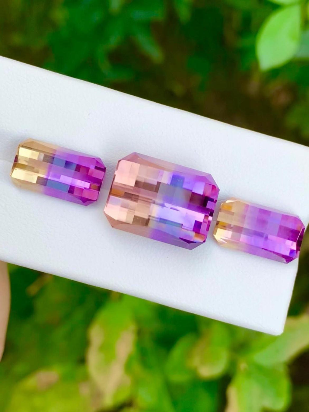 Ametrine Pixel Cut Gemstone Set – Trio from Brazil (Total 31.60ct)