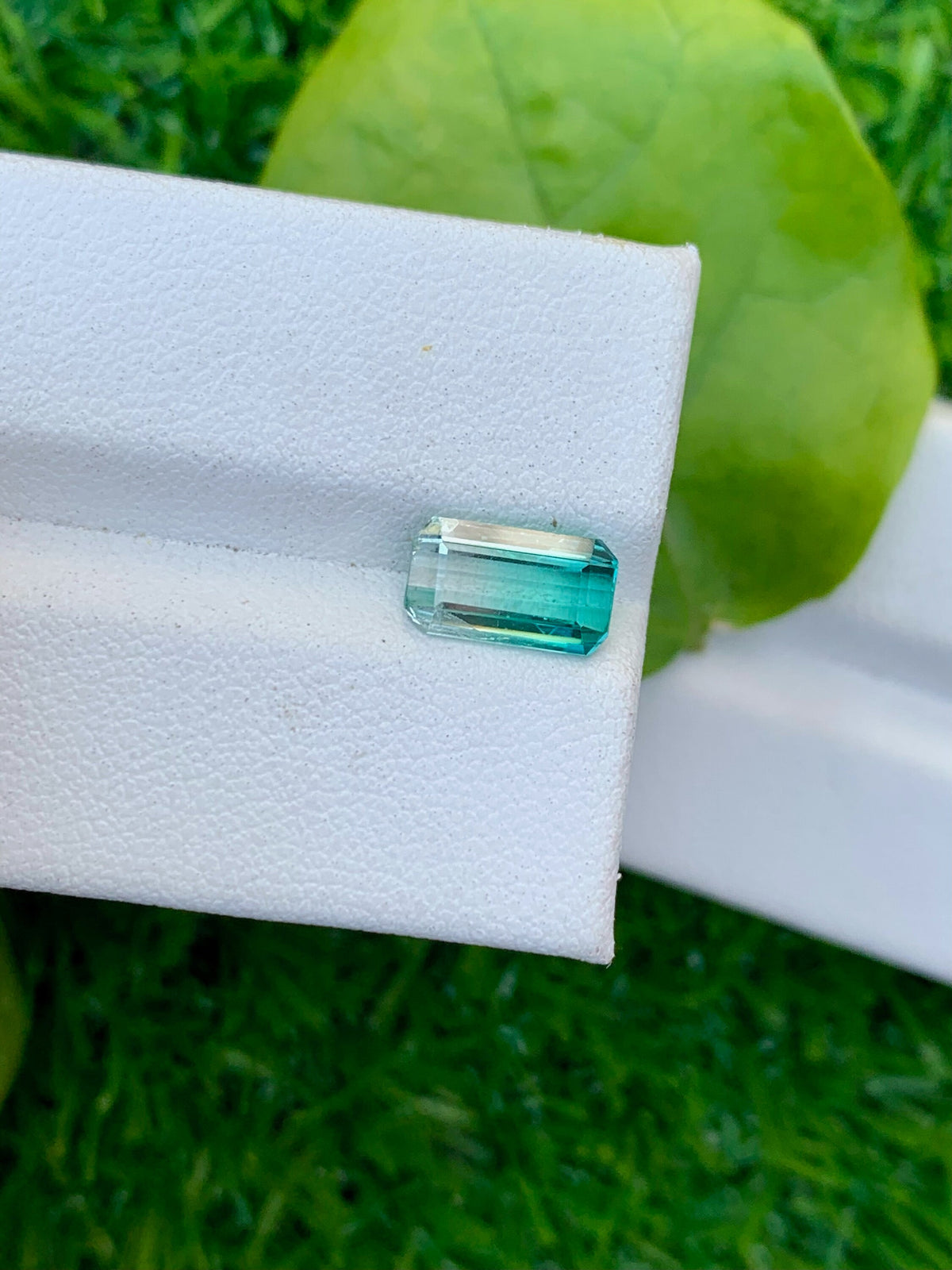 Bi-Color Tourmaline Gemstone: Emerald Cut, Blue/Green, Afghanistan (8.5x4x3 MM)