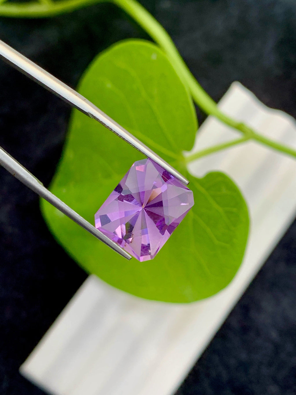Violet Purple Amethyst Gemstone: Custom Cut Rectangle, 6.80 CT