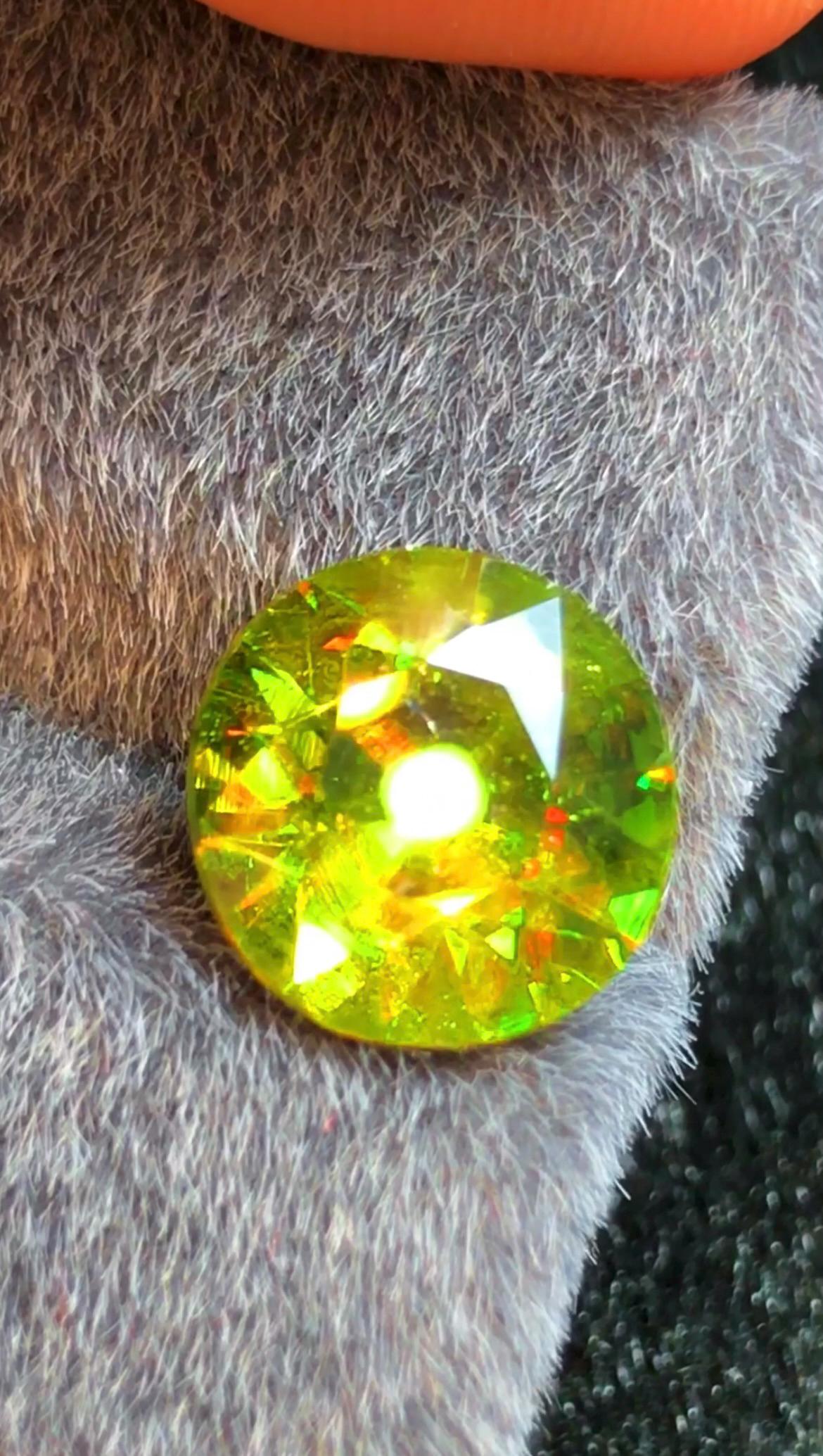 Green Sphene 3.20 ct Round Cut Green Gemstone from Skardu Pakistan