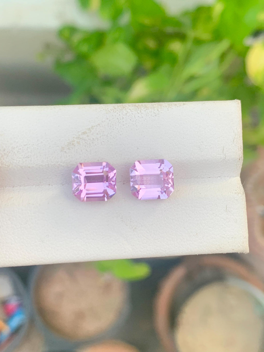 Emerald Cut Pink Kunzite Pair: Natural Gemstone, 9.10 CT