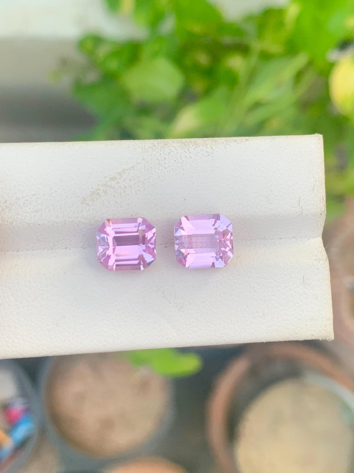 Emerald Cut Pink Kunzite Pair: Natural Gemstone, 9.10 CT