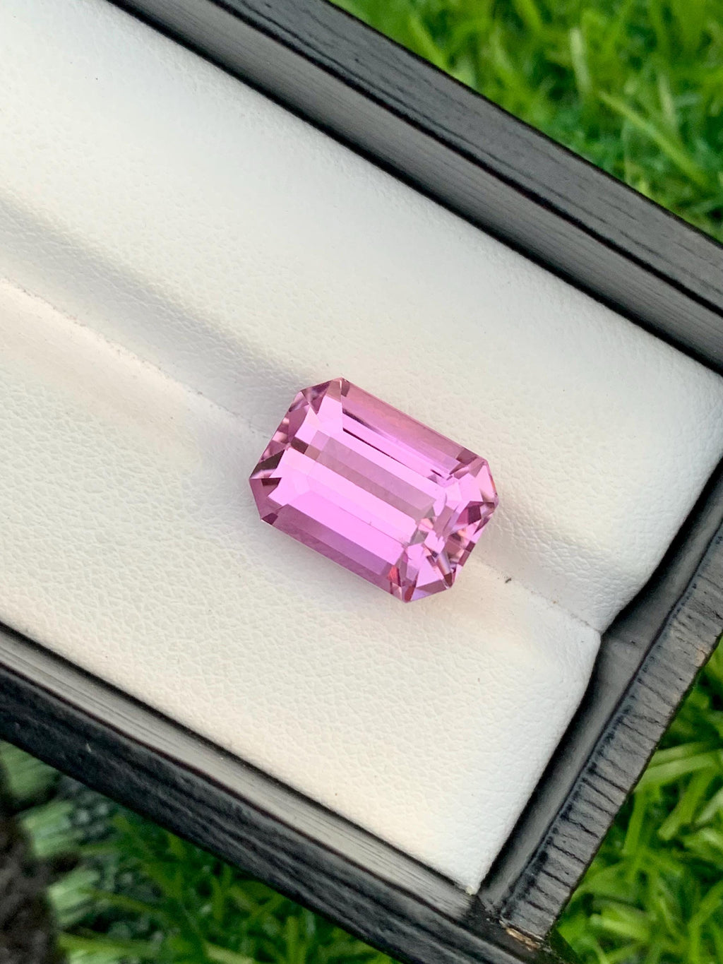 Vivid Pink Kunzite Gemstone: 11.10 Carat Emerald Cut Spodumene, Afghanistan