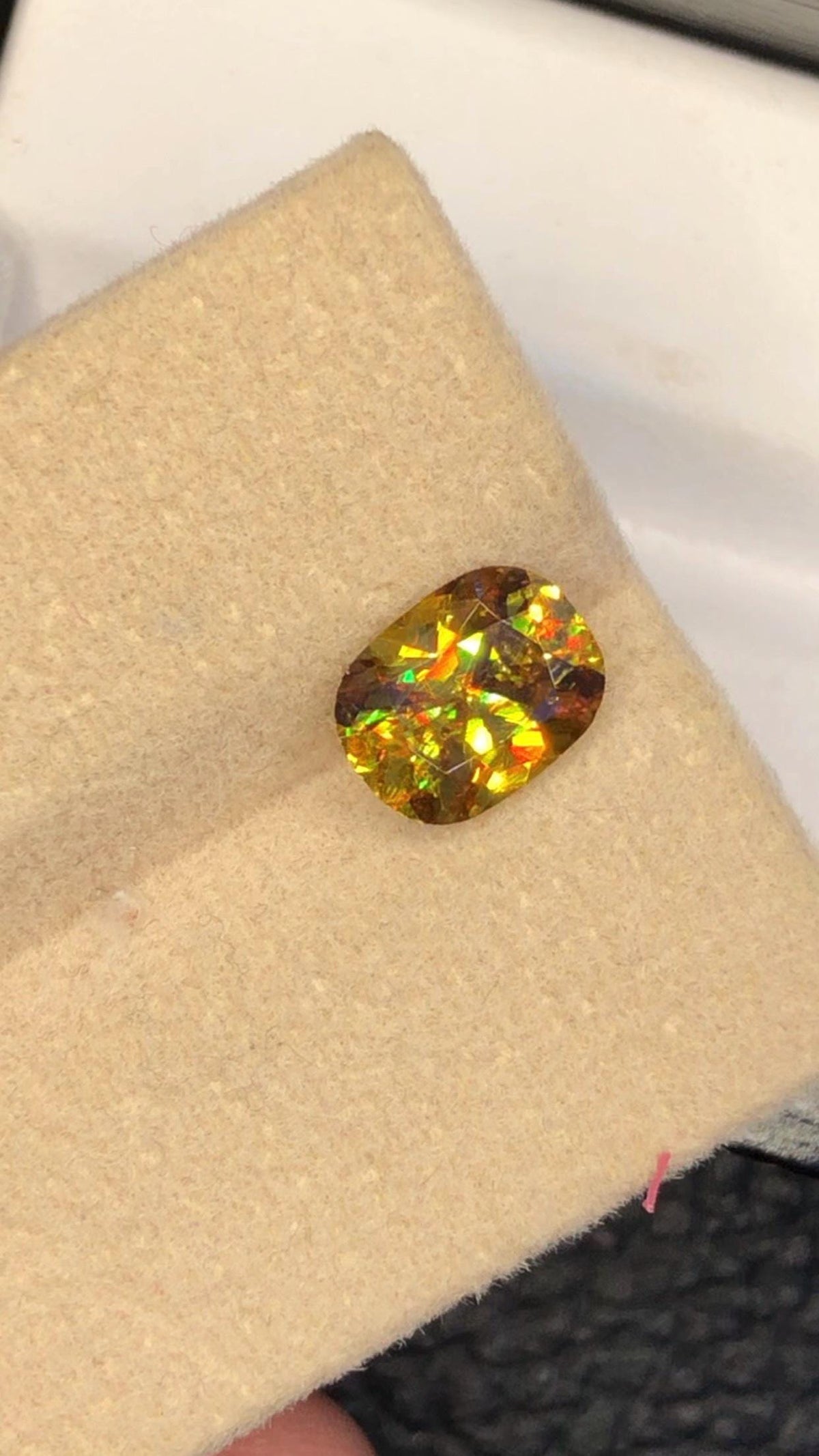 Cushion Cut Sphene Gemstone: 1.75 CT Yellow-Red Titanite, Zagi Mine