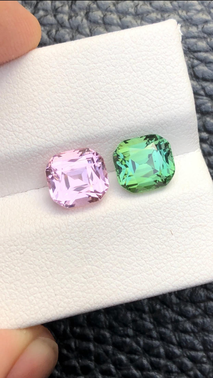 Pink & Bluish-Green Tourmaline Pair: 4.70 CT Afghanistan Gemstone