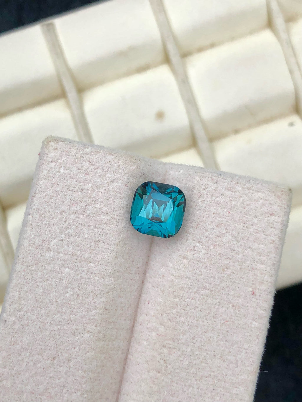 Lagoon Blue Tourmaline Stone: 1.85 CT Faceted Cushion Gemstone