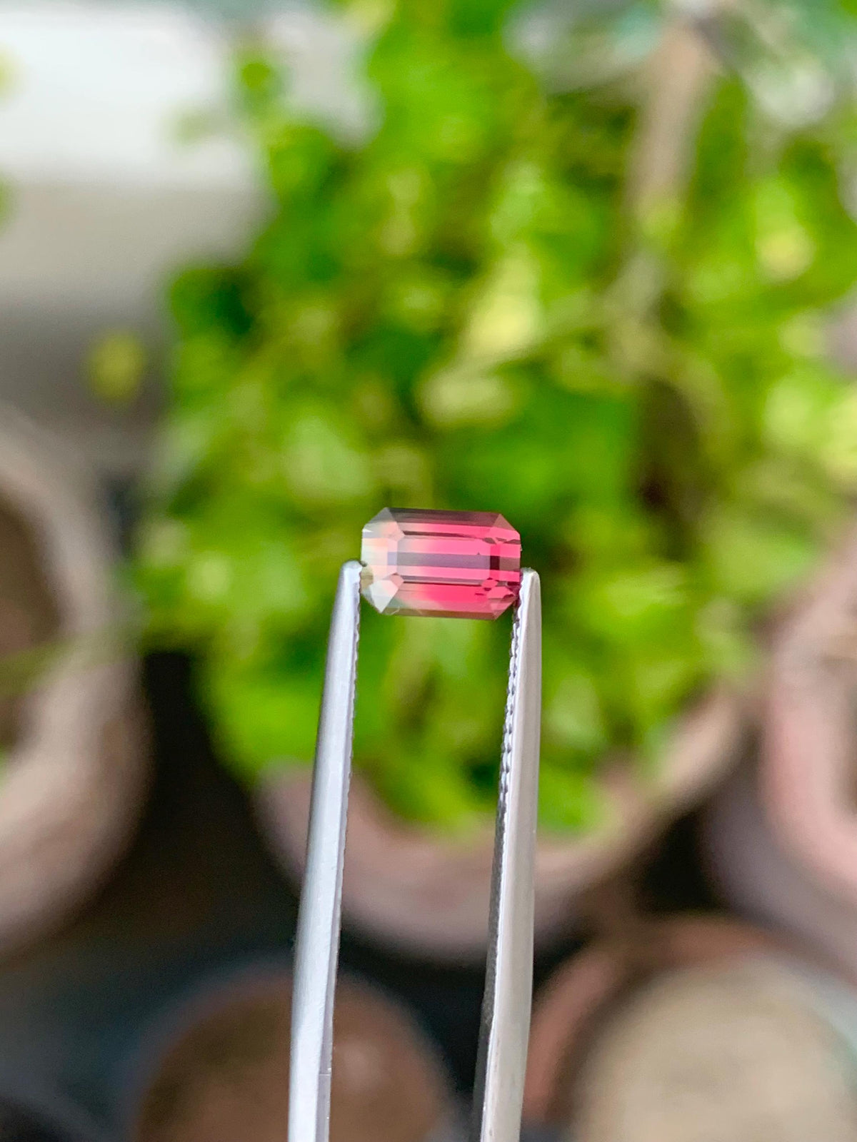 Emerald-Cut Bi-Color Tourmaline Gemstone: Pink Jewelry Stone, 1.15 CT
