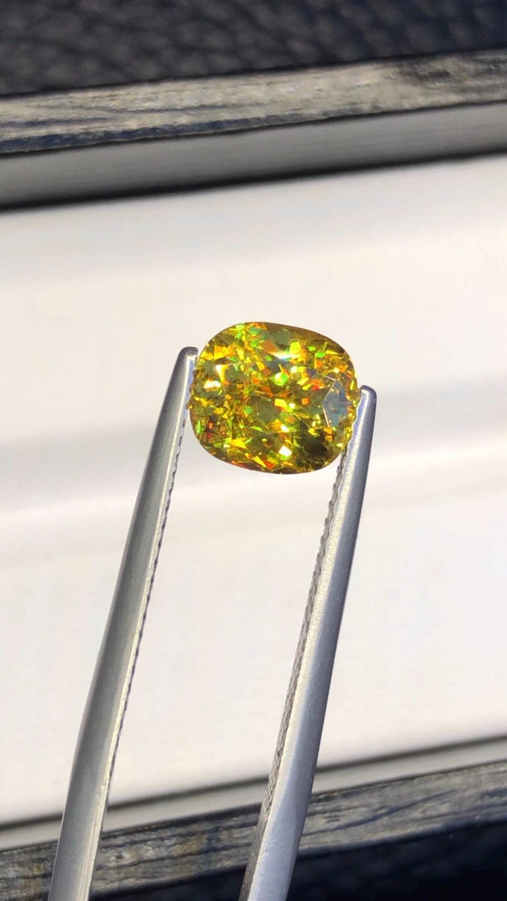 2.05 CT Cushion Cut Sphene Gemstone: Yellow-Red Trichroism