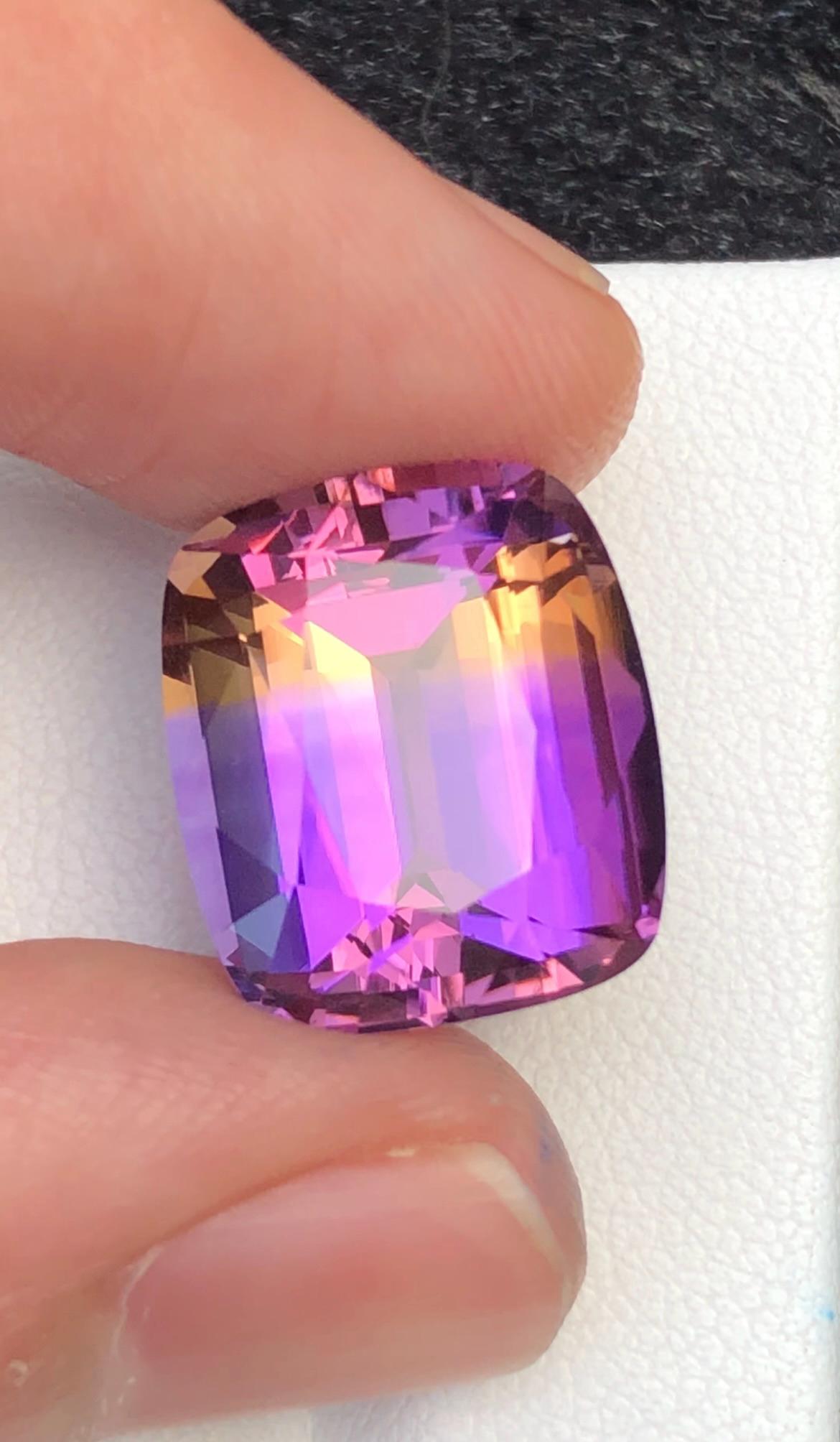 Bi-Color Ametrine 13 Ct Cushion Cut – Gemstone from Brazil