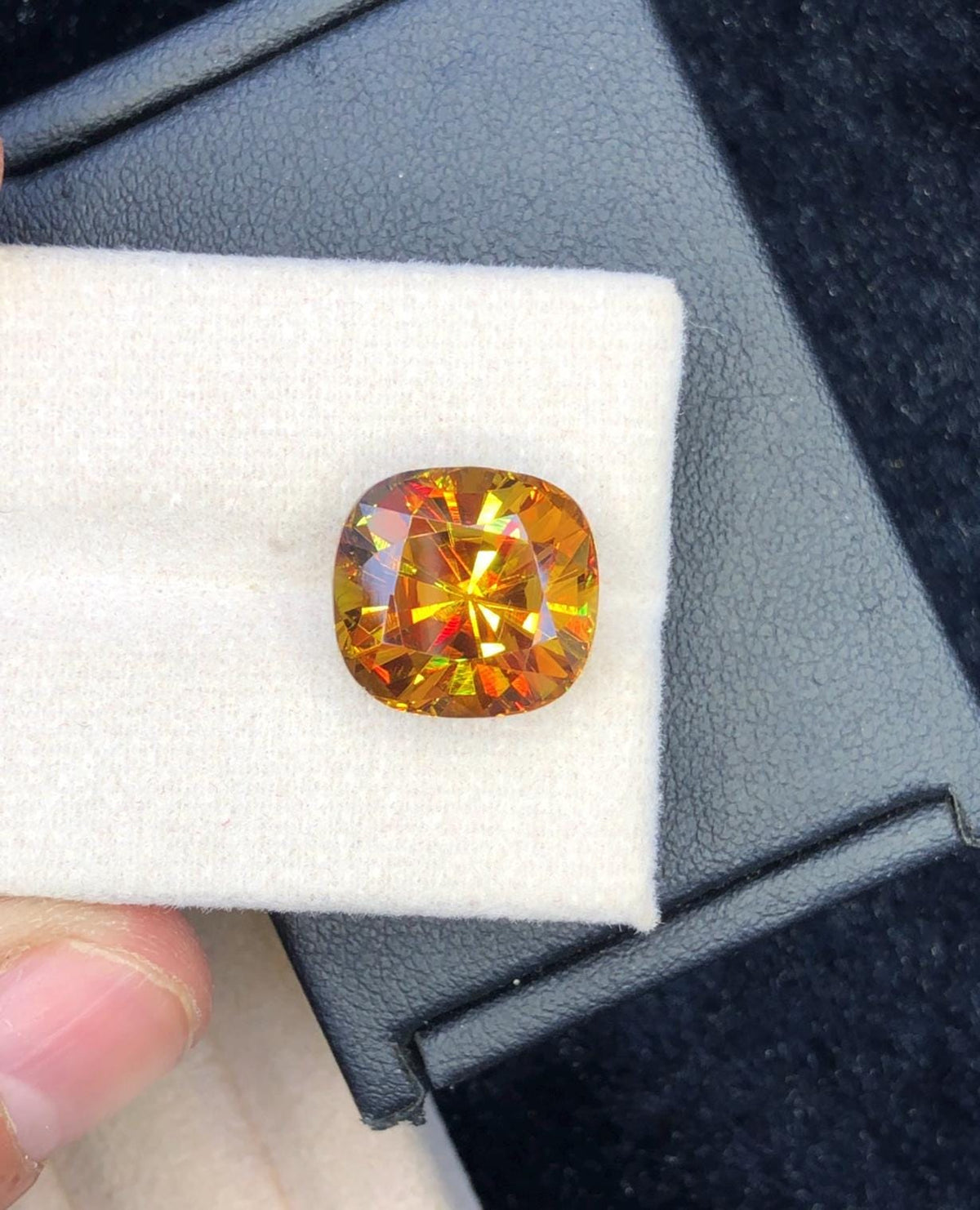 Cushion Cut Sphene Gemstone: 10.05 Carat AAA Grade Fire Stone