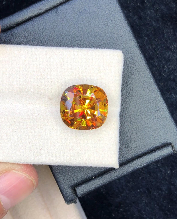 Cushion Cut Sphene Gemstone: 10.05 Carat AAA Grade Fire Stone