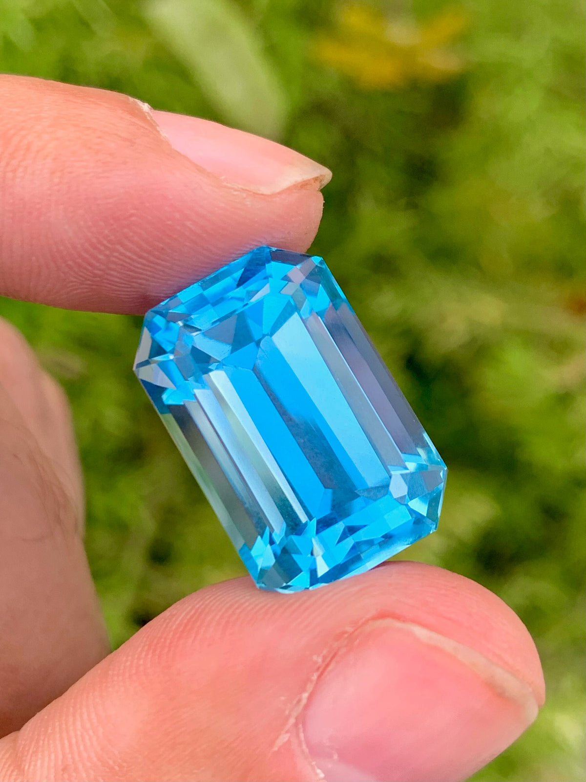 Emerald Cut Swiss Blue Topaz Gemstone: December Birthstone, 34.20 CT