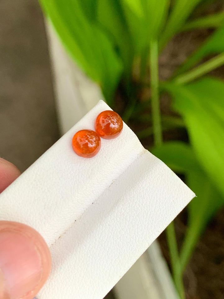 Mandarin Garnet Cabochon Pair: 4.69 Carat Orange Spessartite Gems