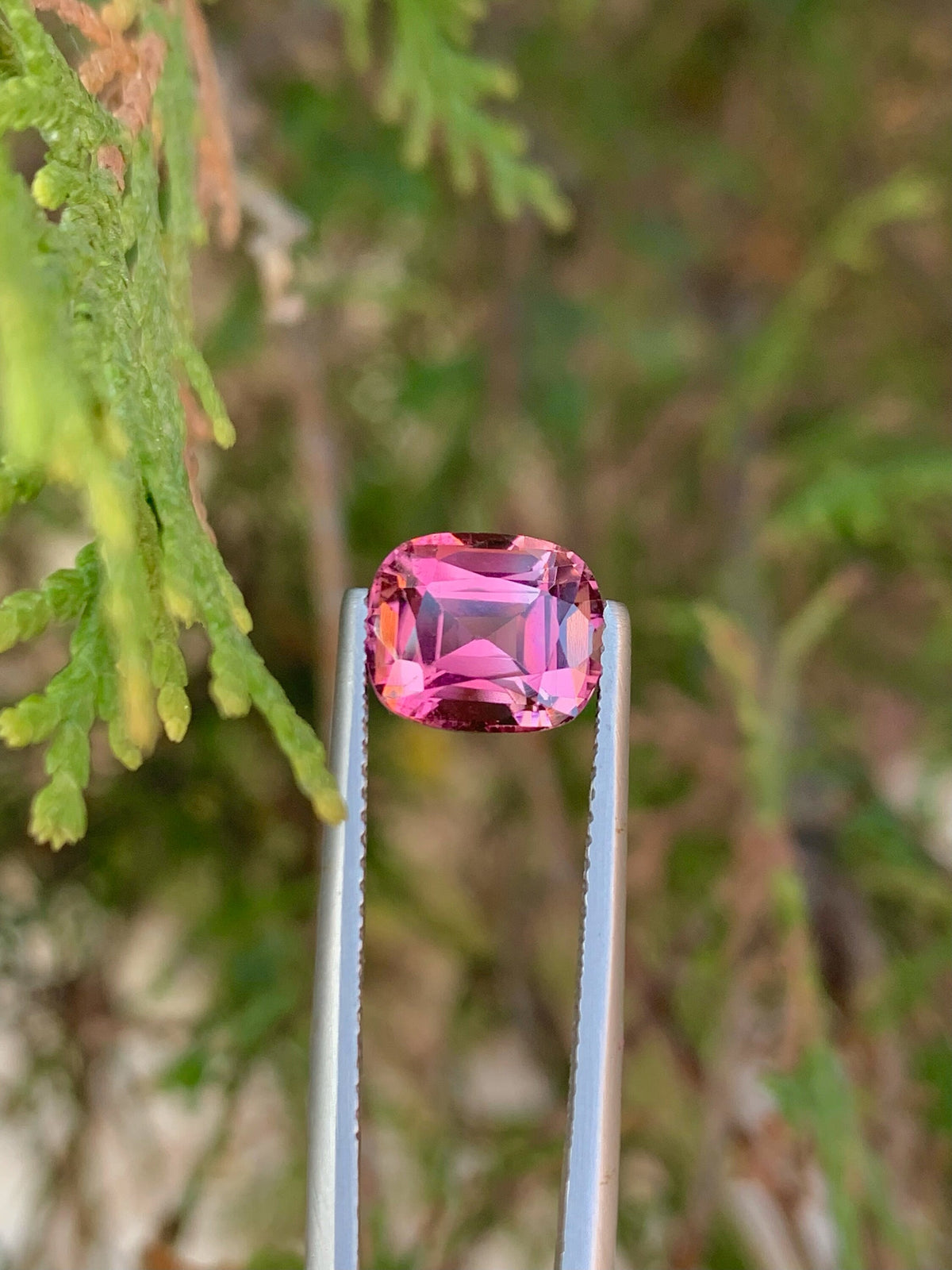 Pink Tourmaline Gemstone: 2.85CT Faceted Cushion Cut, October Birthstone