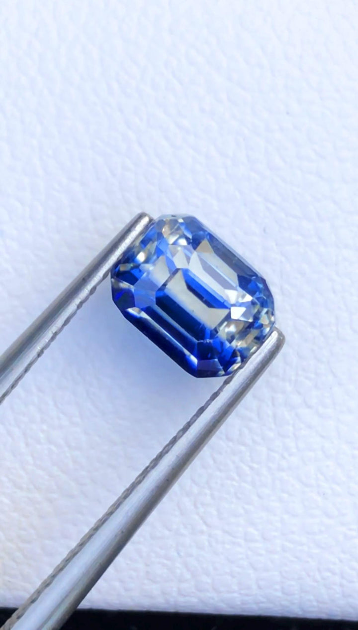 Blue White Bicolor Sapphire 2.09 Carat Octagonal Step Cut Loose Gem - Sri Lanka Certified