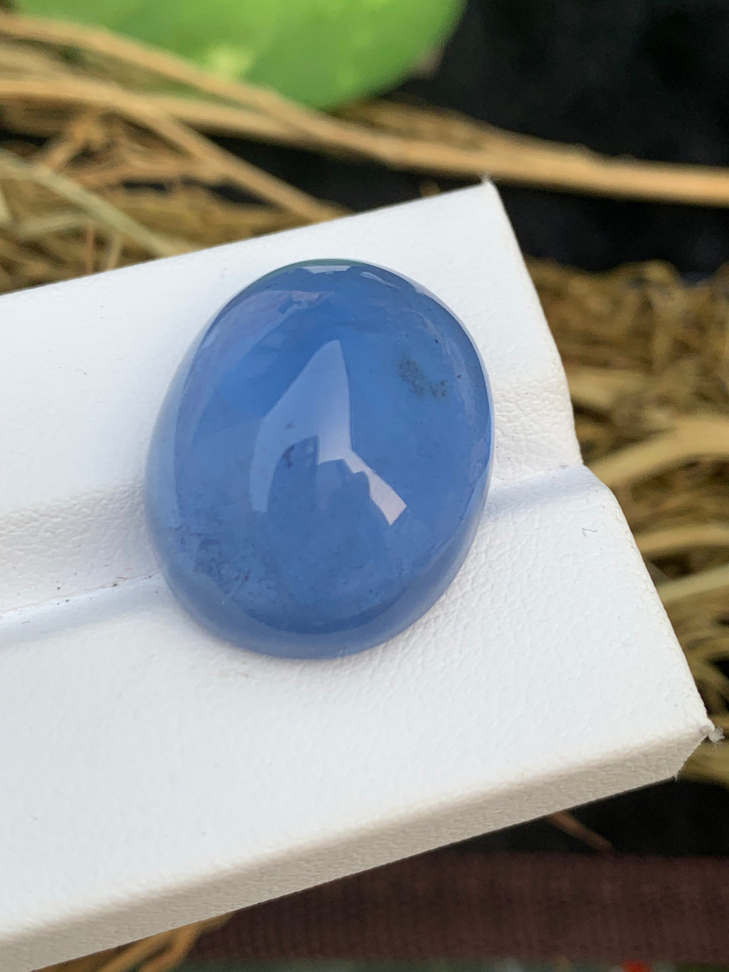 Deep Blue Aquamarine Cabochon: Oval Gemstone, March Birthstone (34.35 Carat)