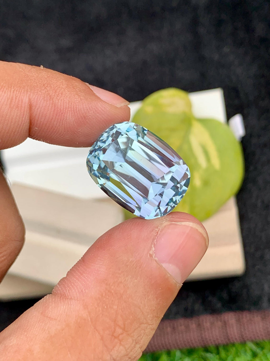 Aqua Kunzite Gemstone: 38.50 CT Cushion Cut, VVS Clarity