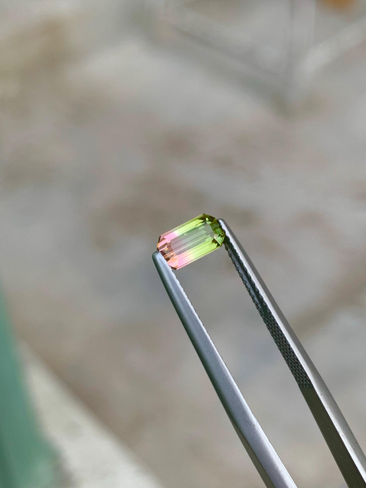 Bi-Color Tourmaline Gemstone: Emerald Cut, 0.80 CT Loose Stone